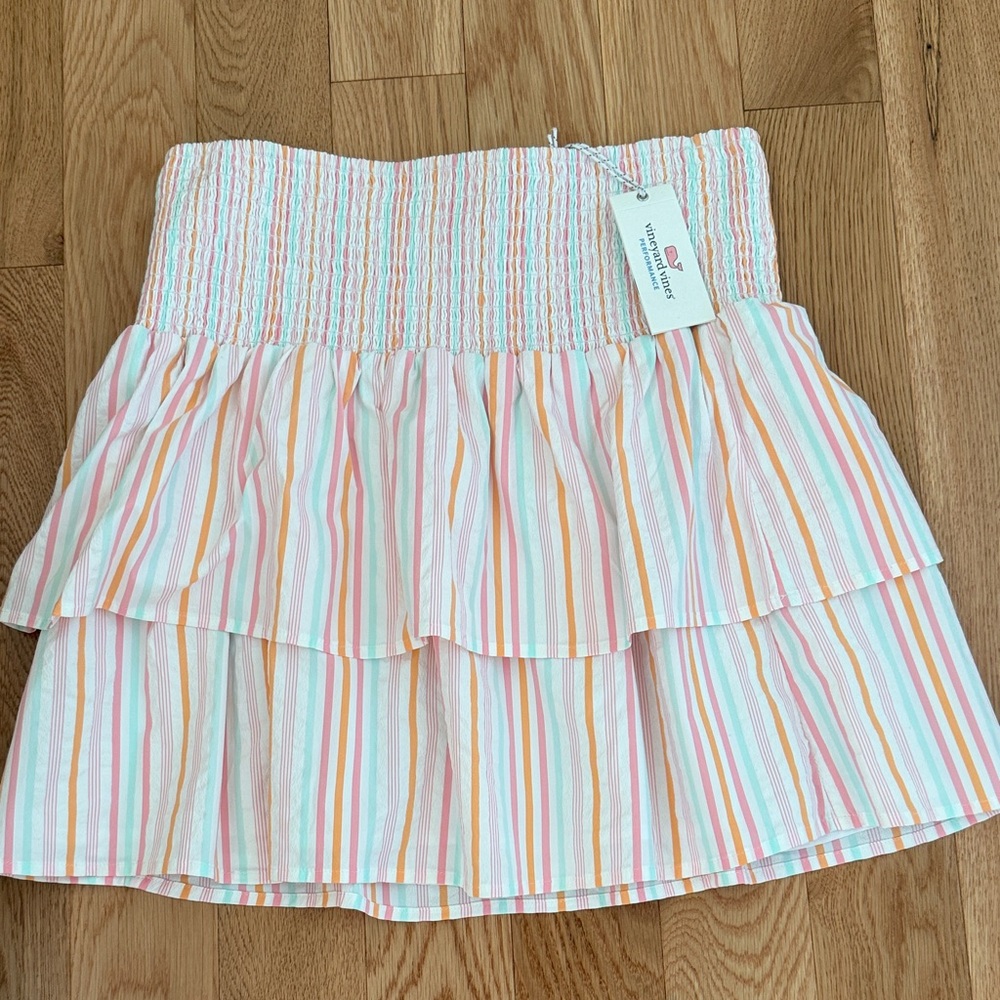 Vineyard Vines Pastel Striped Harbor Smocked Mini Skirt